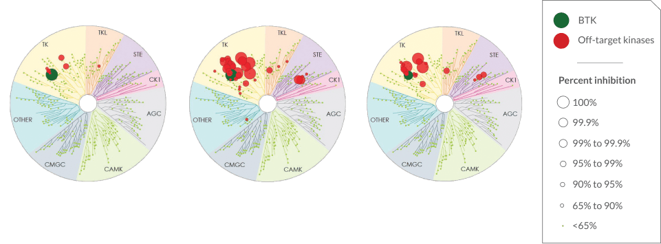 CALQUENCE BTK Selectivity vs Ibrutinib and Zanubrutinib