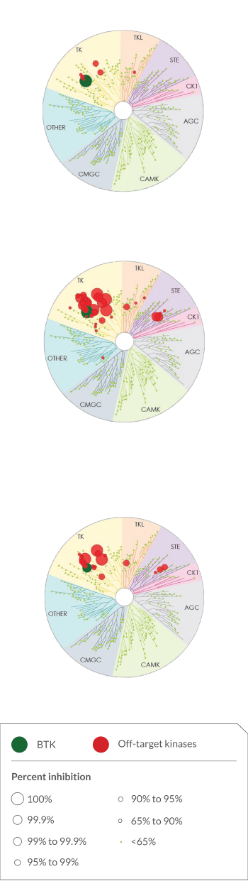 CALQUENCE BTK Selectivity vs Ibrutinib and Zanubrutinib